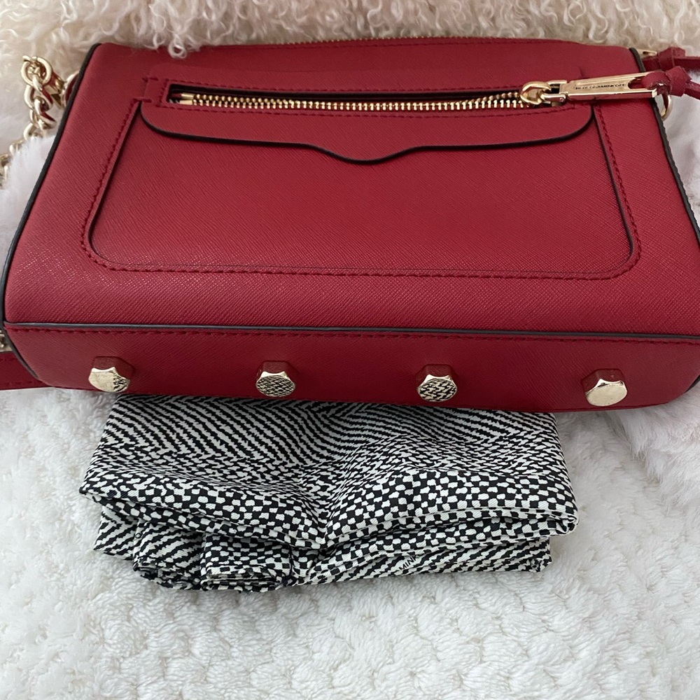 REBECCA MINKOFF Avery Zip Leather CROSSBODY Bag Scarlet Red GOLD 💫MSRP $175+tax